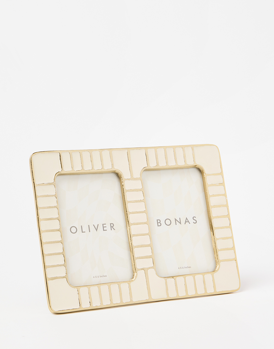 Cilo Cream Enamel Double Photo Frame 6x4